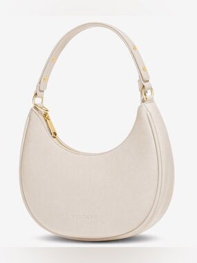 Chic Cresent Bag with adjustable strap and RFID protection for women, cream.
